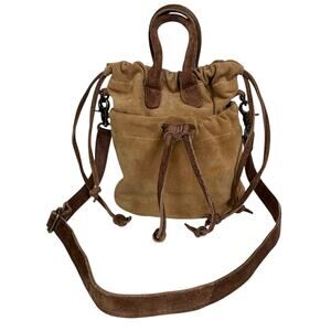 Free People Purse Scout Slouchy Crossbody Tan Brown Suede Drawstring Mini Bag